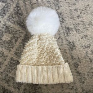 free people cream furry pom winter hat